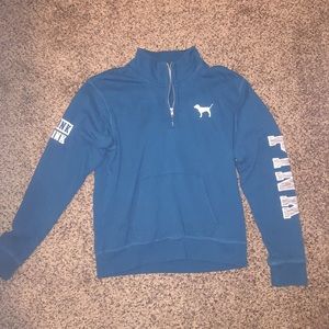 VS PINK Teal 1/4 Zip Sweater