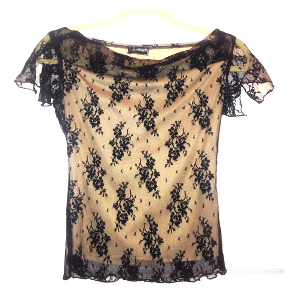 Black lace top with split sleeves