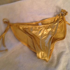 Gold lame side-tie bikini bottom
