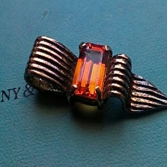 VINTAGE OLD SILVER WITH SQUARE STONES PENDANT - Picture 2 of 4