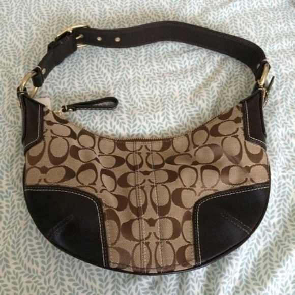 Brown signature coach handbag