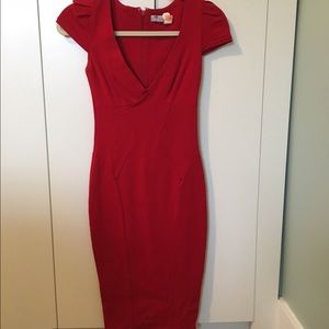 Red pencil midi dress