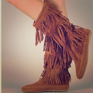 Brown Fringe Boots Size 11