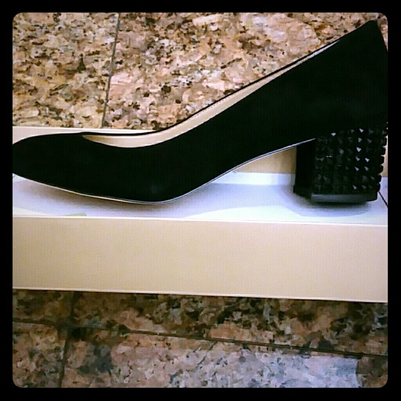 Michael kors black suede Arabella block stud heel