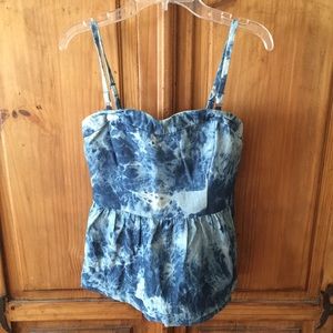 acid washed denim peplum top size med