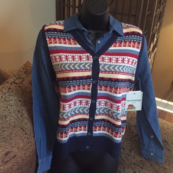 Breckenridge Petite Jean Sweater Vest Blouse