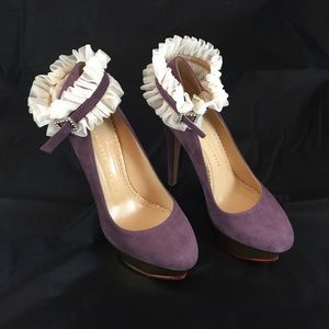 Charlotte Olympia Purple suede platform heels