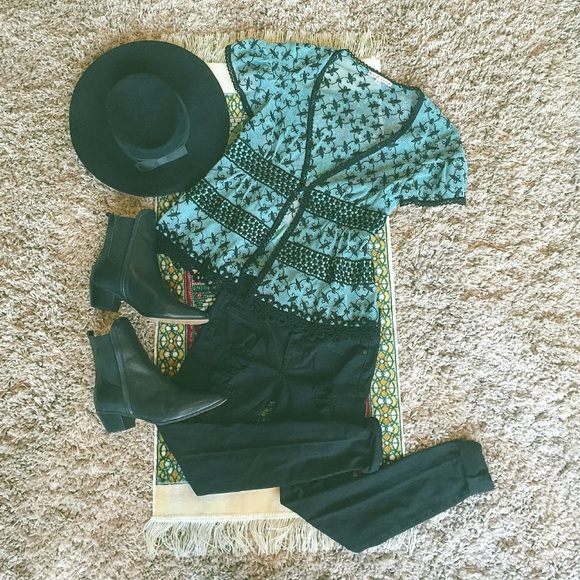 Nanette Lepore Tops - ✨HP • Romantic Teal Sheer Open Blouse •