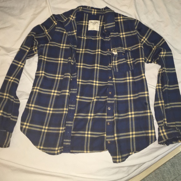 A&F blue and yellow flannel