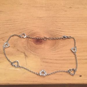 Crystal heart ankle bracelet.