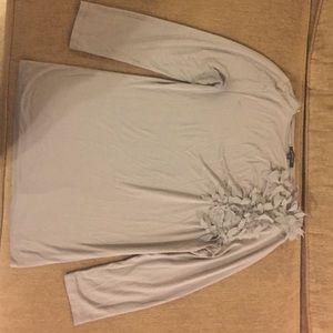 Gray Anne Klein long sleeve shirt with fringe