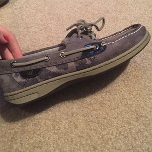 Gray and cheetah sperrys