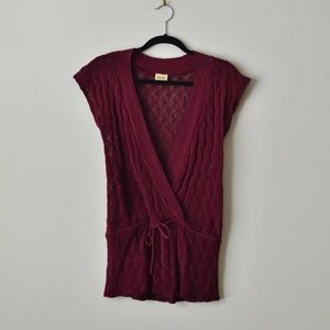 Ella Moss burgundy crochet top size S