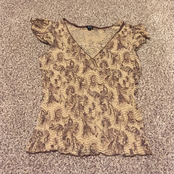 Brown short sleeved dress top