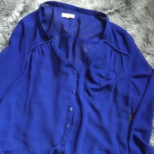Silence & Noise sheer blue button top