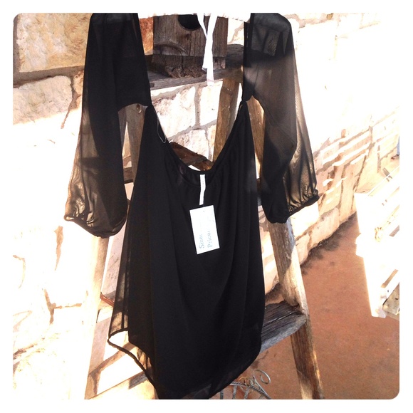 Black top with Sheer Sleeves (New)