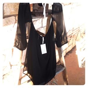 Black top with Sheer Sleeves (New)
