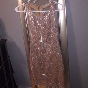 Rose gold sequence backless strap dress