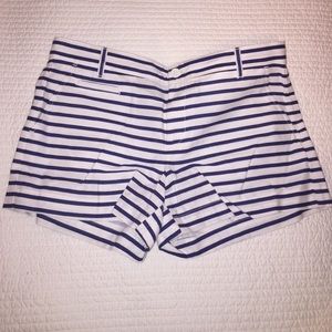 Blue and white striped shorts