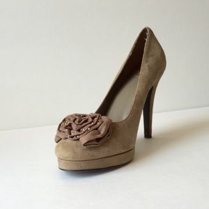BCBG Taupe Suede Heels