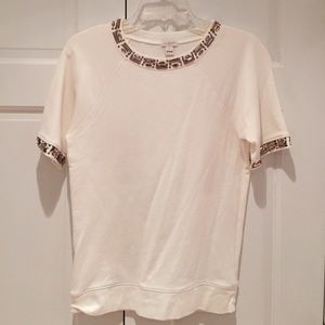 Jcrew factory short sleeve jeweled sweatshirt!