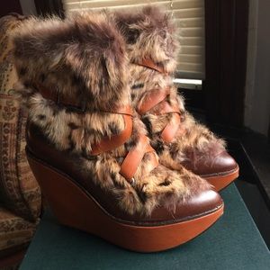 Robert Clergerie Okif rabbit fur boots