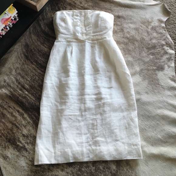 J. Crew Dresses & Skirts - J. Crew White Linen Ruffle Dress - Size 6