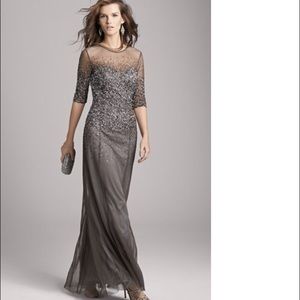 Adrianna Papell beaded lace illusions gown
