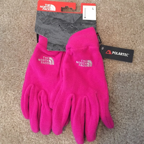 Pink North Face gloves
