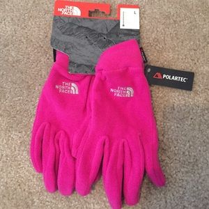 Pink North Face gloves
