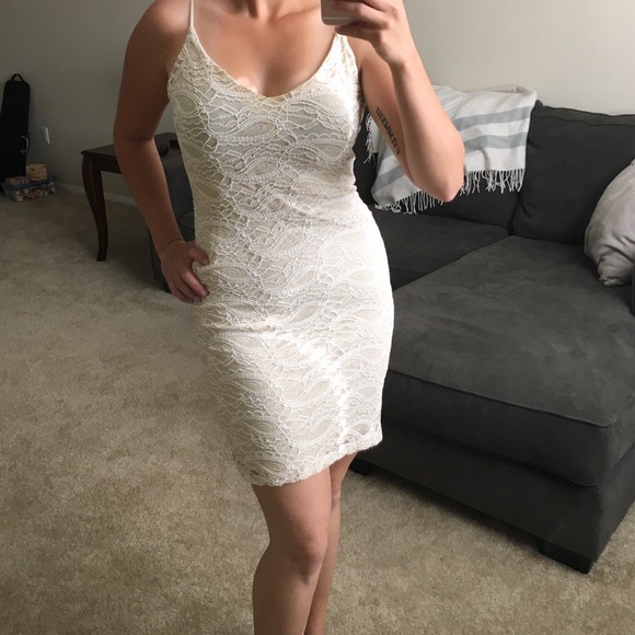 Cream lace midi dress
