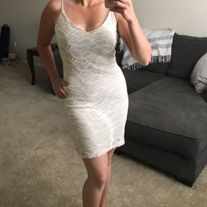 Cream lace midi dress