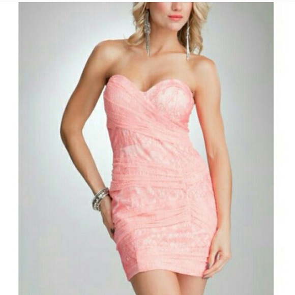 Bebe Wrapped Mixed Lace Dress