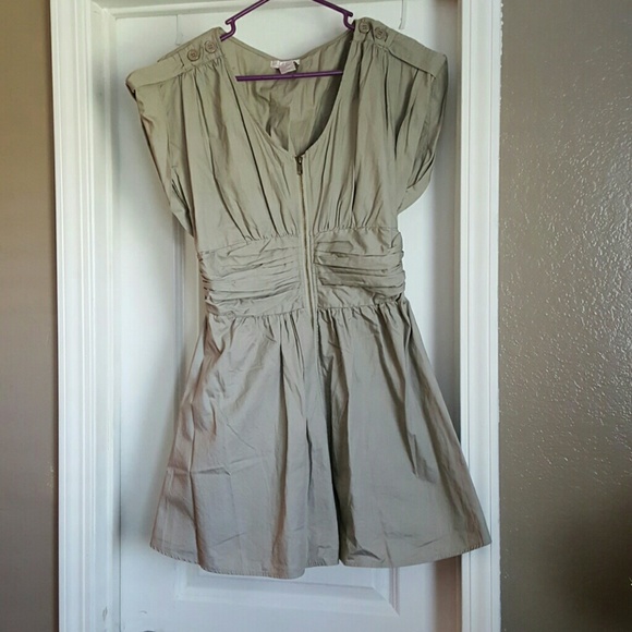 Taupe front zip dress