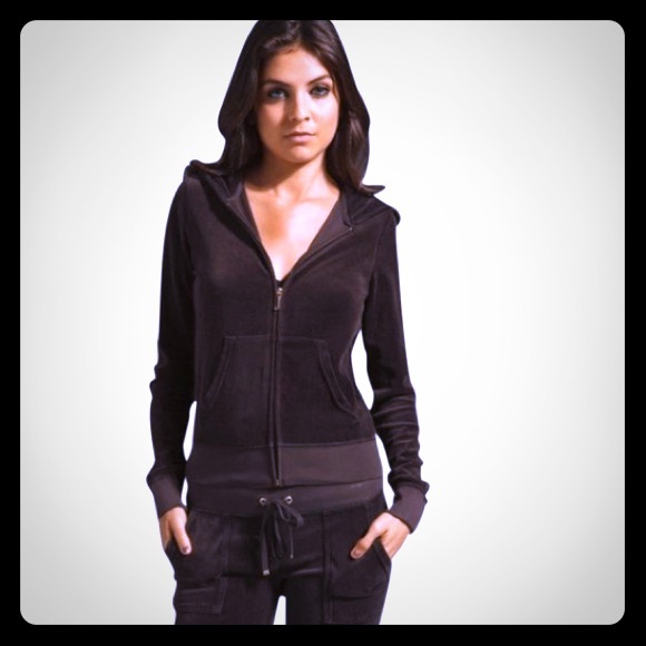 JUICY COUTURE BROWN VELOUR ZIP-UP HOODIE
