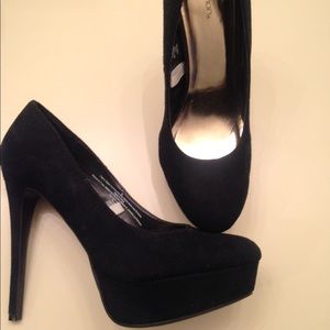 Faux suede platform heels