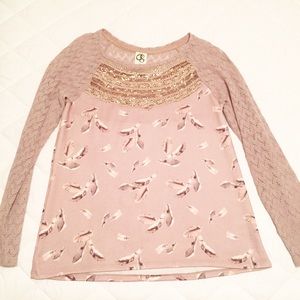 Anthropologie: Aves Lace Trim Pullover/shirt