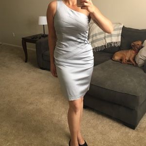 Silver midi single strap dress