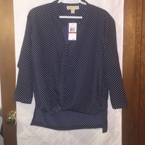 Michael Kors Navy & White Polkadot Top- XSmall
