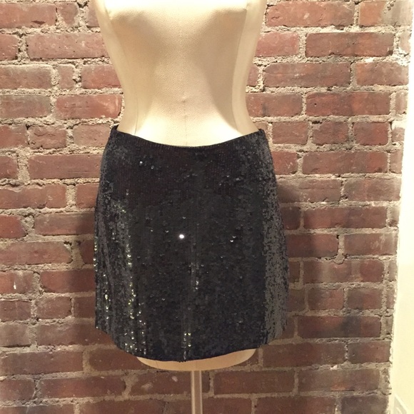 Black sequin mini skirt