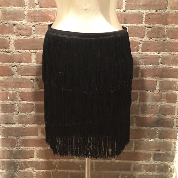 Black fringe skirt
