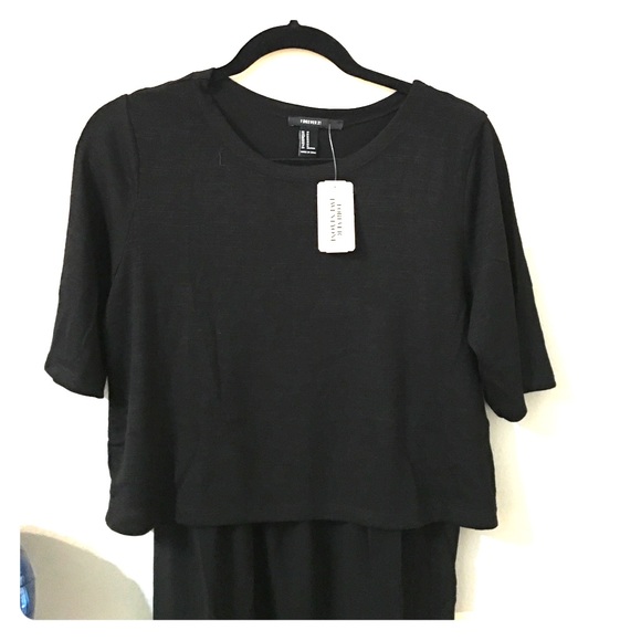 Black short sleeve crop top/dress