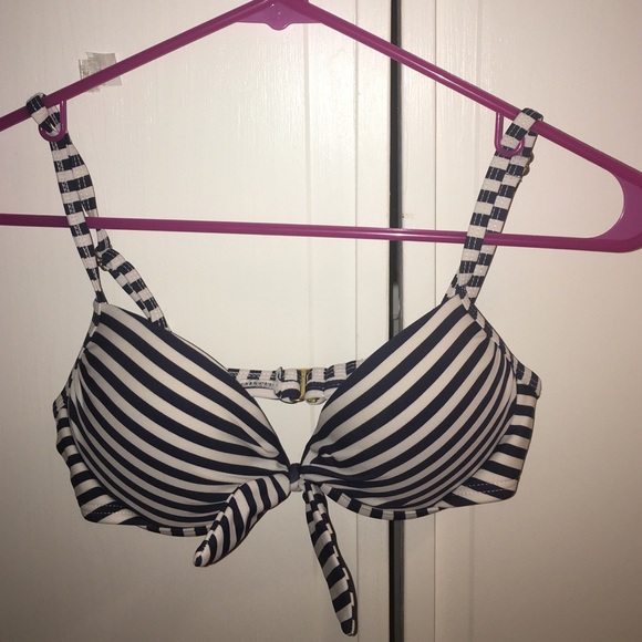 Navy Striped Bikini Top