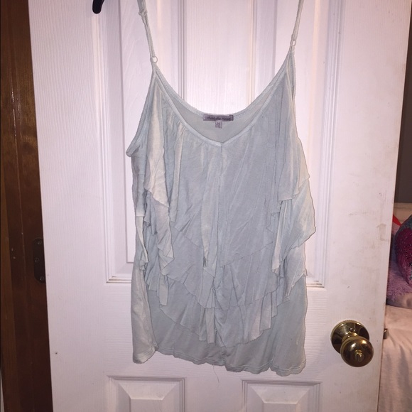 Light blue tank top.