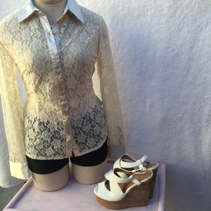 Lace long sleeve button up