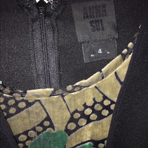 Anna Sui drop waist dress with velvet detail - Picture 2 of 4