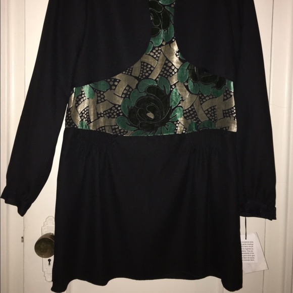 Anna Sui drop waist dress with velvet detail - Picture 3 of 4