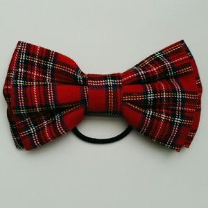 Retro-inspired Plaid Bow Elastic Hair Tie