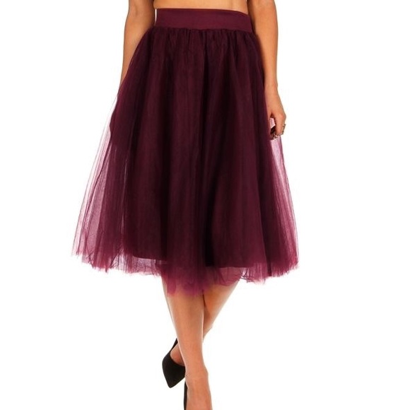 Burgundy Tulle Skirt