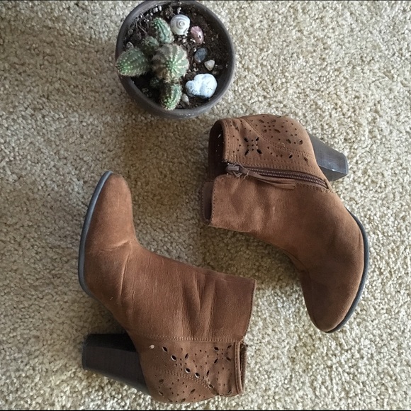 Brown suede ankle boots